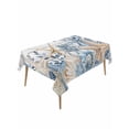 thumbnail image 1 of Blue Starfish Coastal Rectangle Tablecloth, Eucalyptus Summer Nautical Shell Wooden Waterproof & StainResistant Tablecloth, Washable Oil-proof Table Cover for Dining/Party/Wedding/Buffet 54x108 In, 1 of 9