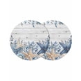 thumbnail image 1 of Blue Starfish Coastal Round 13 Inch Placemats Set of 2, Eucalyptus Summer Nautical Shell Wooden HeatResistant Non Slip Place Mats for Dining Table, Wipeable Kitchen Table Mats for Housewarming, 1 of 9
