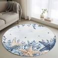 thumbnail image 1 of Blue Starfish Coastal Round Area Rug 3.3Ft Washable Circle Rugs for Dining Room Table, Eucalyptus Summer Nautical Shell Non-Slip Carpet Floor Mats Indoor Outdoor Carpet Runner Aesthetic Home Decor, 1 of 8