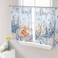 thumbnail image 1 of Blue Starfish Coastal Sheer Curtains 45 Inch Length 2 Panels Set, Nautical Shell Coral Botanical Summer Ocean Voile Window Treatment Rod Pocket Small Kitchen Curtains Drapes for Bedroom 52"x45"x2, 1 of 7