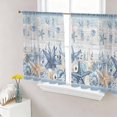 thumbnail image 1 of Blue Starfish Coastal Sheer Curtains 54 Inch Length 2 Panels Set, Summer Beach Nautical Coral Shell Voile Window Treatment Rod Pocket Short Kitchen Curtains Drapes for Bedroom 52"x54"x2, 1 of 7