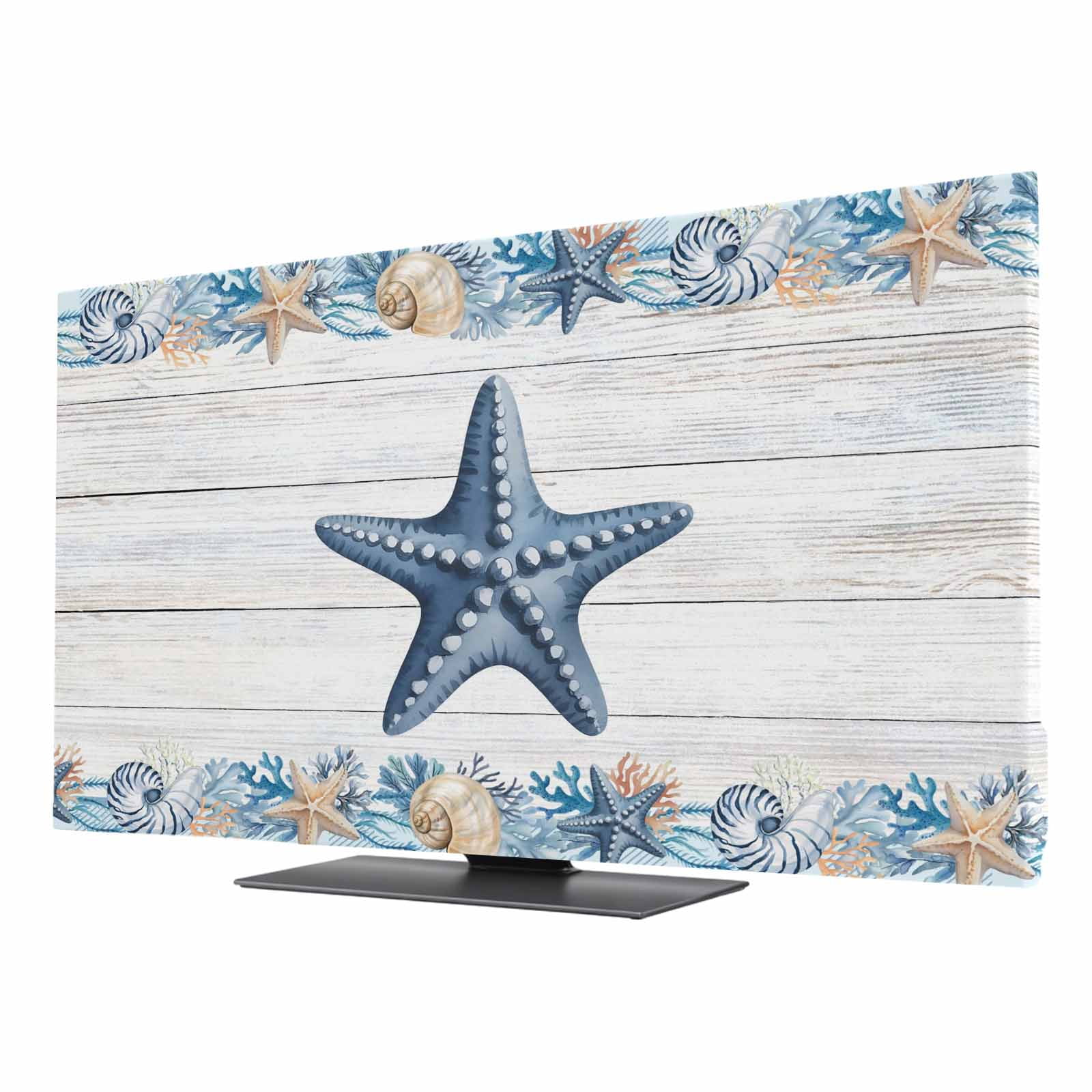 Blue Starfish Coastal TV Cover for 75 Inch Screen,Stretch Fabric ...