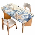 thumbnail image 1 of Blue Starfish Coastal Table Cloths for 3 Foot Rectangle Tables, Eucalyptus Summer Nautical Shell Retro Patio Waterproof Elastic Fitted Tablecloths, Washable Rectangular Table Cover for Camping, 1 of 8