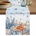 thumbnail image 1 of Blue Starfish Coastal Table Runner 72 Inches, Nautical Shell Coral Botanical Ocean Bed Runner Dresser Scarves Tabletop for Indoor Outdoor Parties/Ceremony/Banquet, 14" x 72", 1 of 9