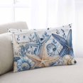 thumbnail image 1 of Blue Starfish Coastal Throw Pillow Covers, Eucalyptus Summer Nautical Shell Wooden Soft Breathable Pillow Cases with Invisible Zipper, Toddler Pillowcases for Couch Bed Sofa Chair 12x20 Inches, 1 of 9