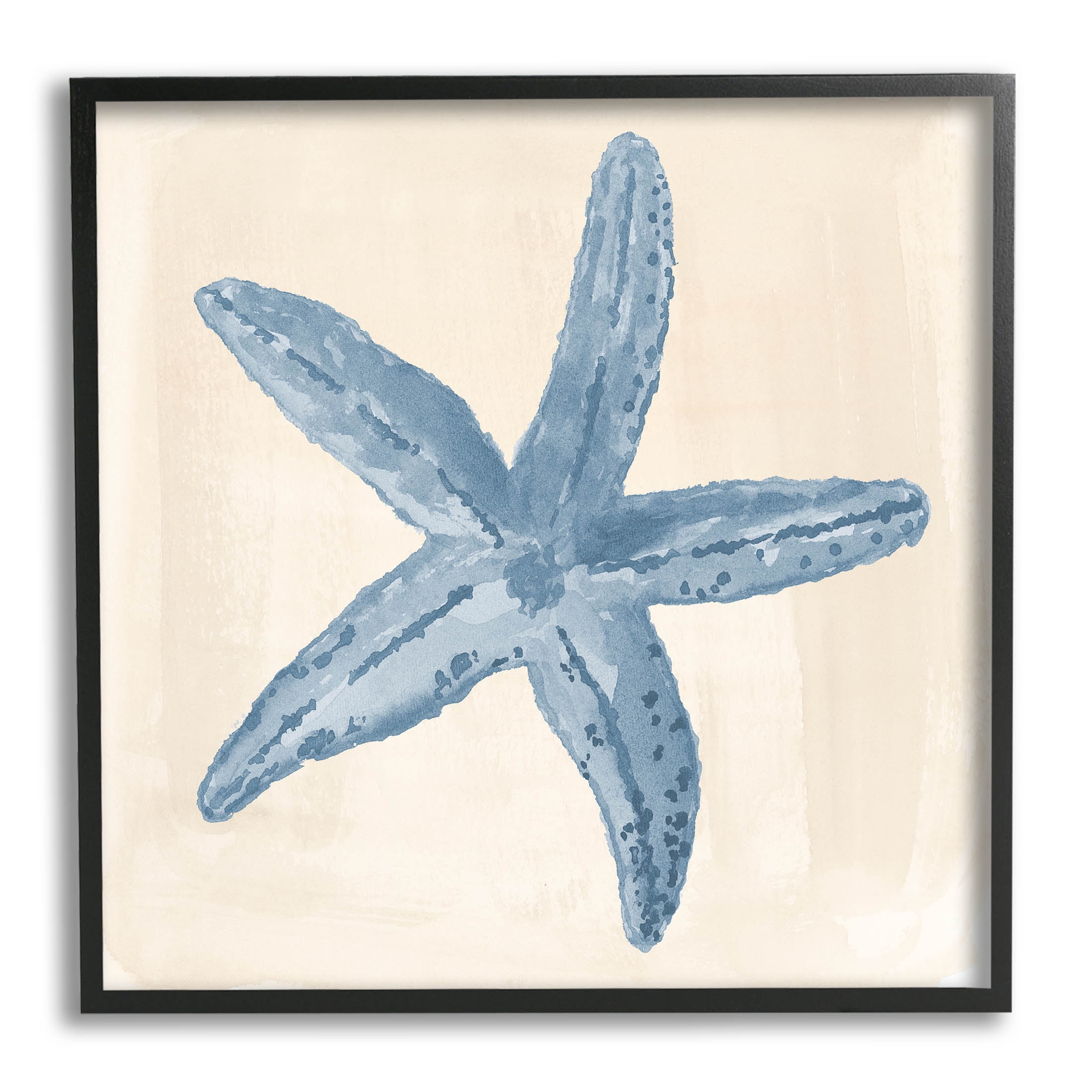 Blue Starfish Nautical Summer Animals & Insects Graphic Art Black Framed Art Print Wall Art
