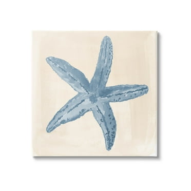 Blue Starfish Nautical Summer Animals & Insects Graphic Art Gallery Wrapped Canvas Print Wall Art