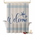 thumbnail image 1 of Blue Starfish Shower Curtains for Bathroom, Welcome Stripe Vintage Linen Texture Washable Fabric Shower Curtain with Hooks Waterproof Bathroom Decor Sets, 66 x 72 Inches, 1 of 9