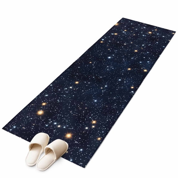 Blue Starry Sky 2'x6' Runner Rug, Universe Space Galaxy Night Star Washable Non-Slip Area Rugs for Hallway Kitchen Floor Bedroom Entryway, Laundry Carpet Decoration Indoor Mat