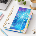 Subject Wide Ruled Blue Notebook Blue Starry Sky 8''x 10'' Hardcover Spiral 5 Subject College Ruled ...