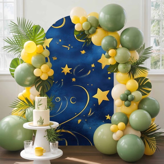 Blue Starry Sky Arch Backdrop Cover, 4FT, Star Galaxy Fantasy Romantic Spandex Arch Covers Double-Sided Backdrop for Wedding Birthday Party Photo Background Decoration