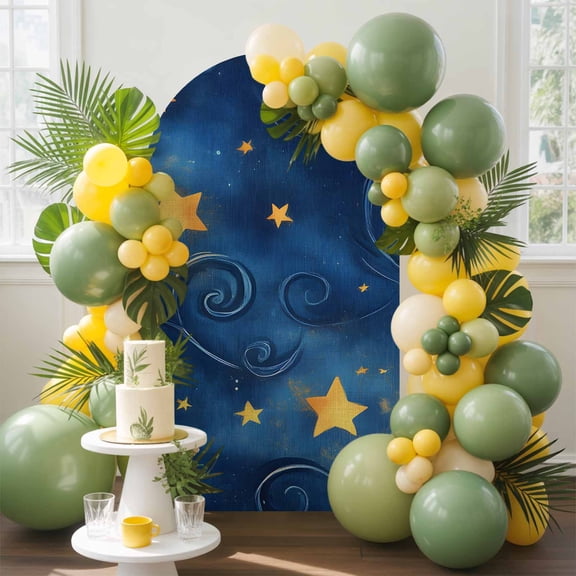 Blue Starry Sky Arch Backdrop Cover, 5FT, Star Galaxy Fantasy Spandex Arch Covers Double-Sided Backdrop for Wedding Birthday Party Photo Background Decoration