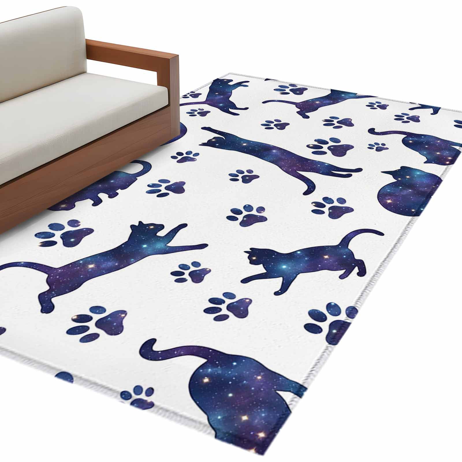 Blue Starry Sky Cat Kitchen Runner Rug 2.7x5 Washable Runners for ...