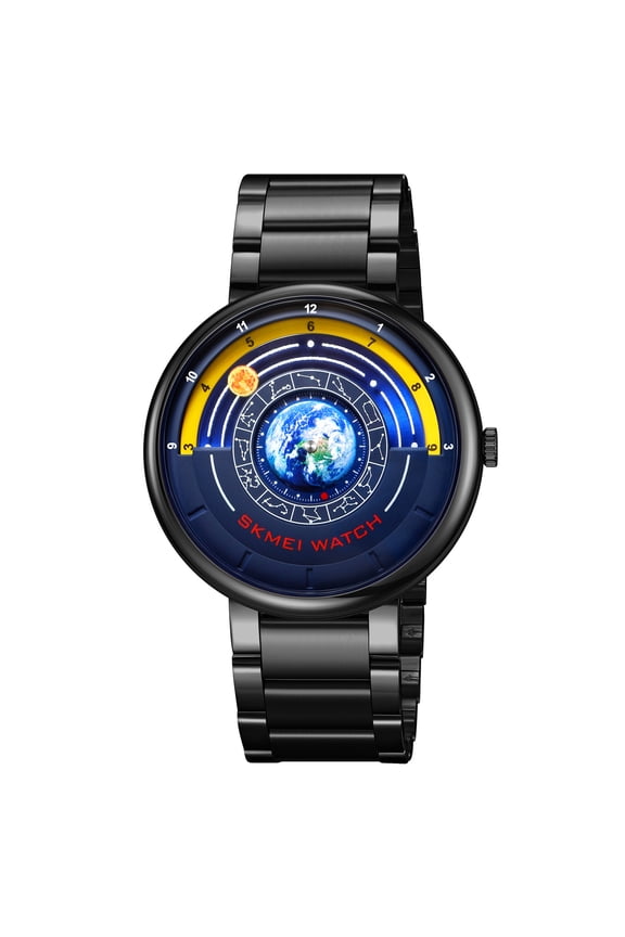 Blue Starry Sky Dial Watch for Men - Creative Digital World Time Piece, Water Resistant Quartz Fashion Statement Watch