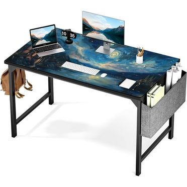 Blue Starry Sky Extended Gaming Mouse Pad - Large Non-Slip Desk Pad, 48x24 Inch, Keyboard and Mouse Desk Mat with Stitched Edges, Ideal for Game, Office & Home
