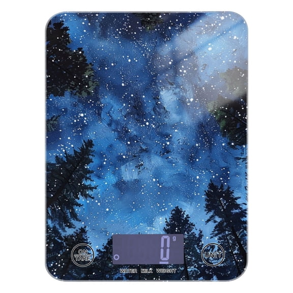 Blue Starry Sky Food Scale Digital Kitchen Scale Waterproof Grams Ounces lbs for Weight Loss