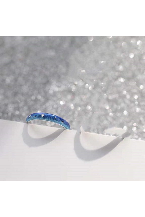 Blue Starry Sky Lovers Rings For Men And Women