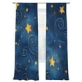 thumbnail image 1 of Blue Starry Sky Sheer Curtains 108 Inch Long 2 Panels, Star Galaxy Fantasy Light Filtering Rod Pocket Semi Sheer Curtains, Sheer Voile Drapes for Living Room Bedroom, 52"x108", 1 of 5