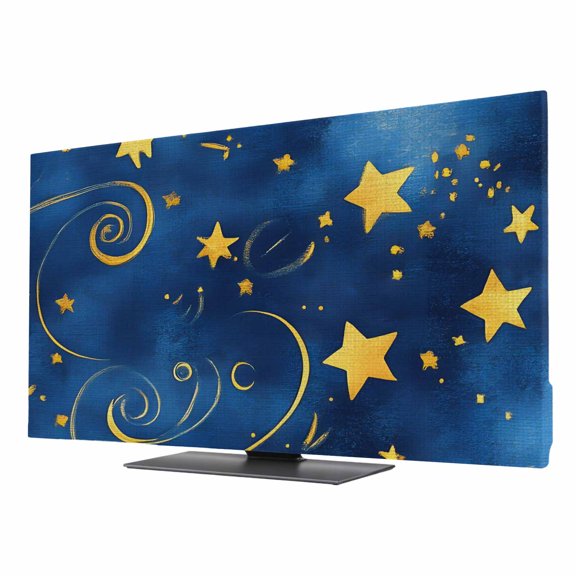 Blue Starry Sky TV Dust Cover 24 Inch, Star Galaxy Fantasy Romantic Computer Monitor Cover Dustproof Stretchable Indoor TV Screen Protector for LED LCD Universal Monitors