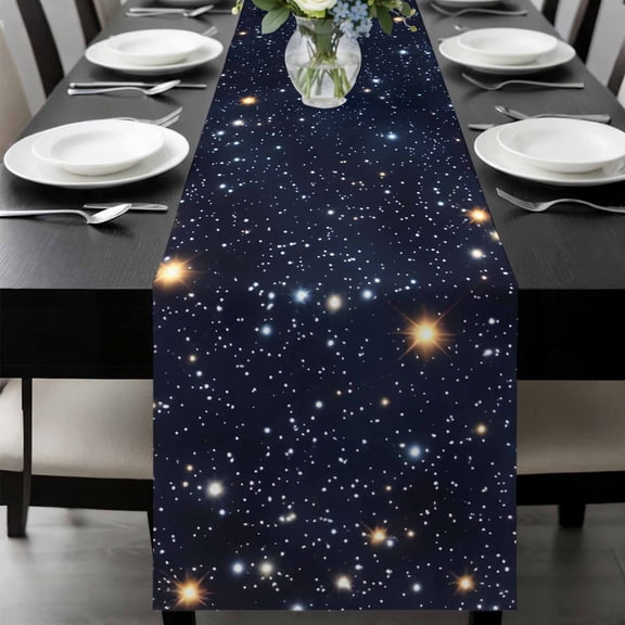Blue Starry Sky Table Runner 36 Inches Long, Universe Space Galaxy Night Star Kitchen Coffee Dining Table Decoration for Home Party Birthday Wedding Home Decor 13x36 Inches