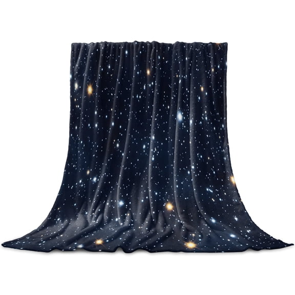Blue Starry Sky Throw Blanket for Couch, Soft Lightweight Flannel Fleece Blanket, Universe Space Galaxy Night Star Microfiber Plush All Season Decorative Blankets Gifts for Sofa Office Lap 30"x40"