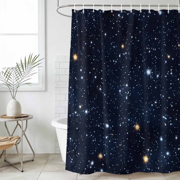 Blue Starry Sky Waterproof Fabric Shower Curtain,Universe Space Galaxy Night Star Waterproof Fabric Shower Curtain for Bathroom Curtains Bathtubs Hotel Shower Curtains with 12 Hooks Small 36x72in
