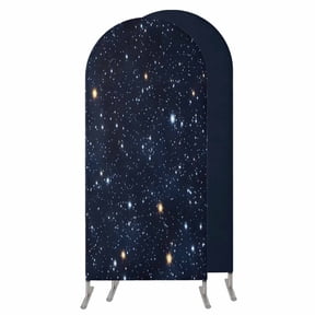 Blue Starry Sky Wedding Arch Cover, Stretchy Spandex Arch Backdrop Stand Covers 4 FT, Universe Space Galaxy Night Star Round Top Arched Backdrop Cover for Birthday Party Ceremony Baby Shower Event