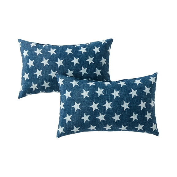 Blue Stars 19 x 12 in. Outdoor Rectangle Throw Pillow (Set of 2) by Greendale Home Fashions