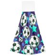 thumbnail image 1 of Blue Stars Football Pattern Hand Towels 2 Pack Quick Dry Velvet Soft with Velcro Kitchen Bath 14x18in, 1 of 7