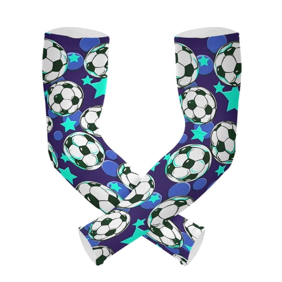 Blue Stars Football Pattern UV Protection Cooling Arm Sleeves, Compression Sun Sleeves for Men Women Sports
