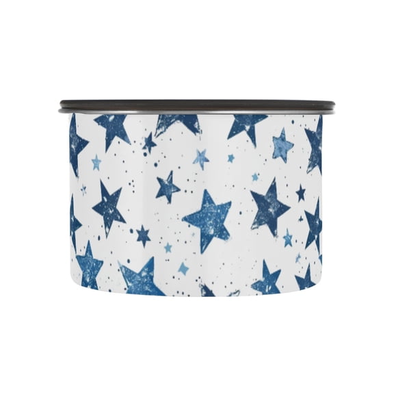 Blue Stars Polka Dots Airtight Coffee Bean Canister 17oz Food Storage Containers with Lids For Gournd, Tea, Sugar, Flour, Rice, Cereal, Candy Cookie Jar