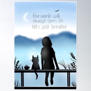 Blue Stillness - Two Dreamers Watching The Sunrise Poster Wall Art, Modern Wall Decor For Living Room Bedroom, 8x12 UNFRAMED