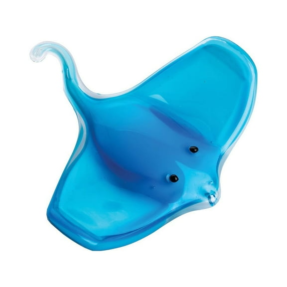 Blue Glass Stingray Decorative Small Art Figurine 5.7" x 6"