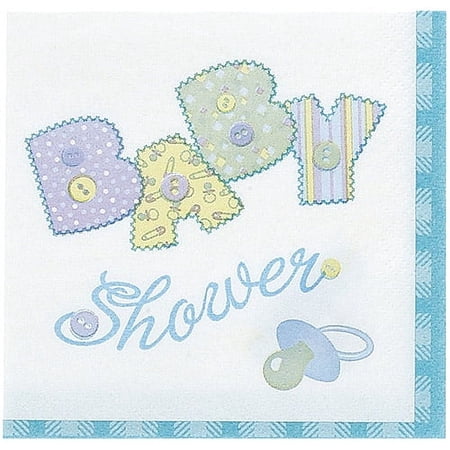 ONLINE Baby Shower Disposable Multicolor Blue Napkins, 16 Count