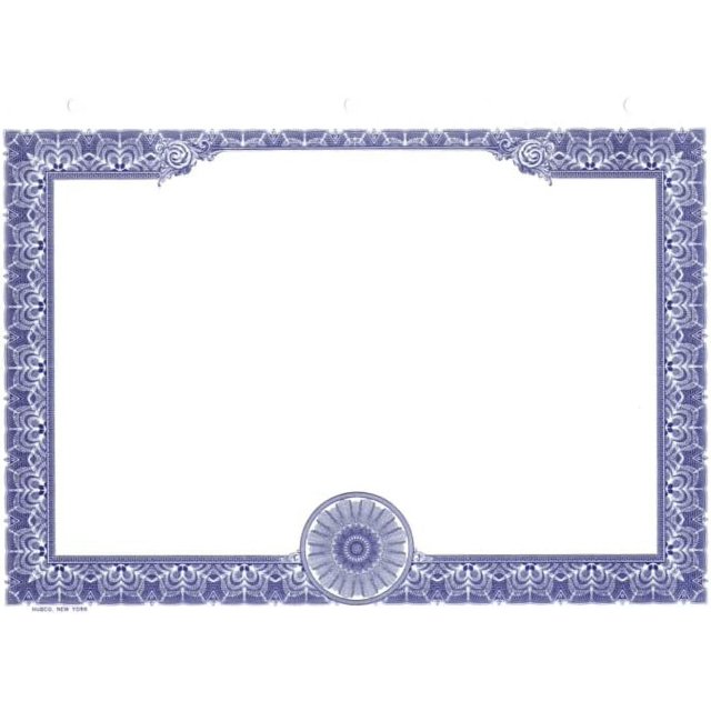 Blue Stock Certificates Border (Blank) Pack of 15