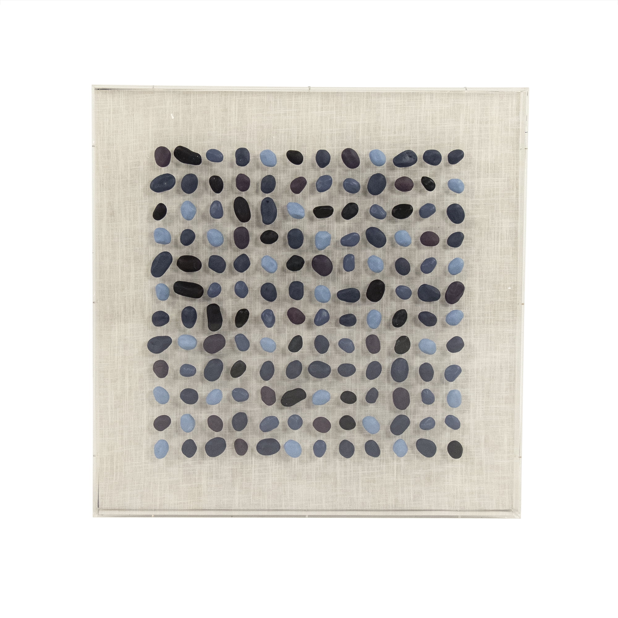 Blue Stone Print on Natural Linen with Acrylic Frame