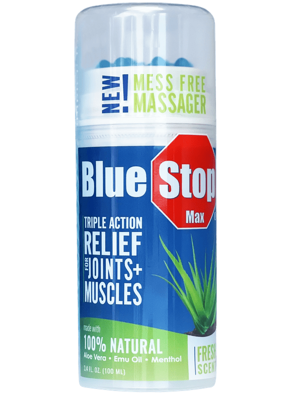 Blue Stop Max® Muscle and Joint Relief Gel for Aches and Discomfort, 3.4 fl oz Premium Massage Applicator