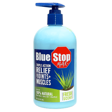 (2 pack) Blue Stop Max Topical Gel for Muscle and Joint Relief with Natural Menthol and Emu Oil, 16 oz Pump