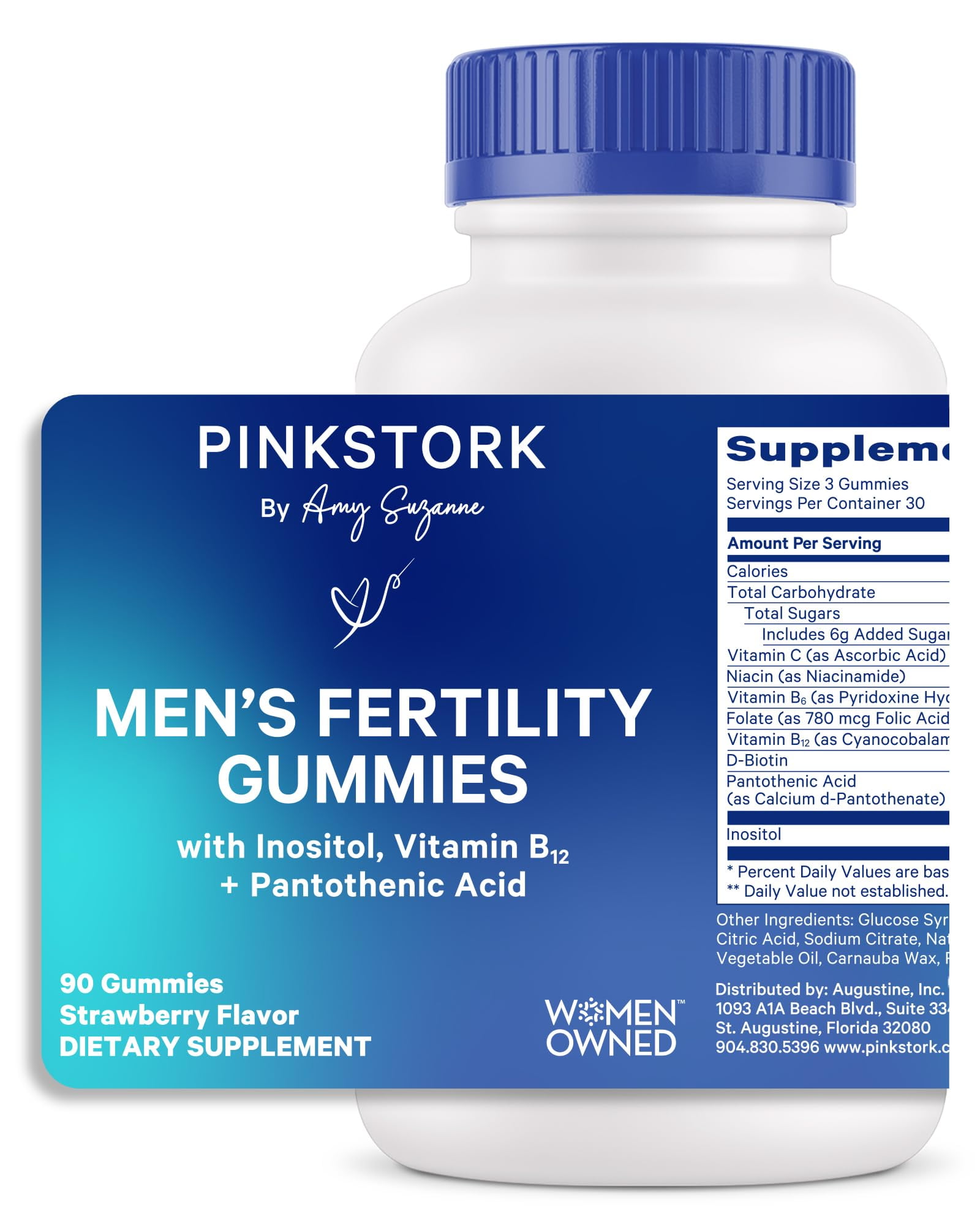 Blue Stork Fertility Supplement Gummies for Men - Male Prenatal Vitamins, Conception Support for Him - Reproductive Health, Hormonal Balance & Motility - 90 Count