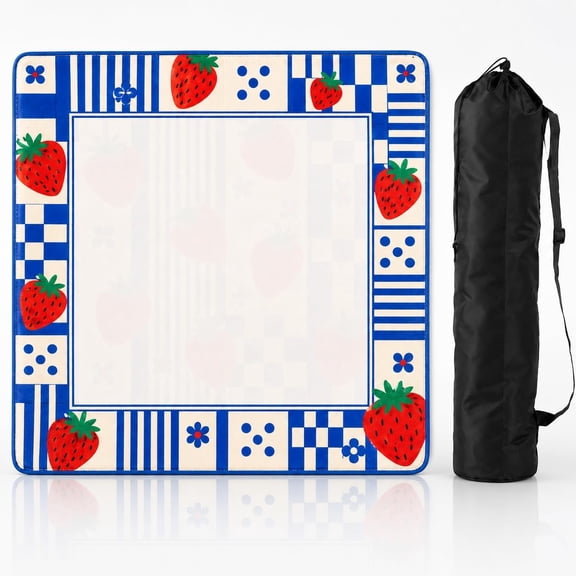 Blue Strawberry Mahjong Mat, Non-Slip for Poker, Cards & Board Games