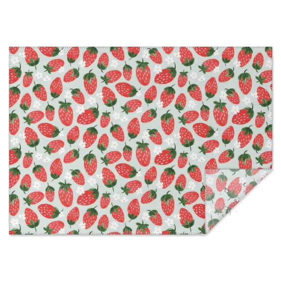 Strawberry Plants Fruit Flower Leaf Rectangle Tablecloth 60"x84",Waterproof Polyester Rectangle Table Cloth, Wipeable Spillproof Polyester Tablecloth for Dining, Camping, Indoor and Outdoor