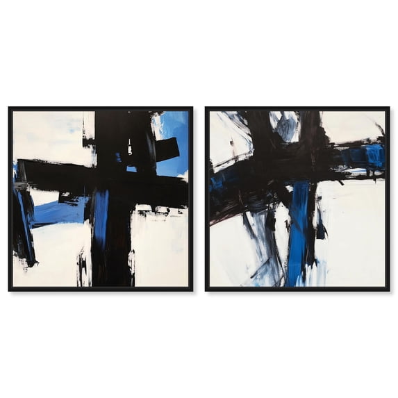 Blue Streak Duo Canvas Print Blue Livingroom Art Set by Art Remedy ...