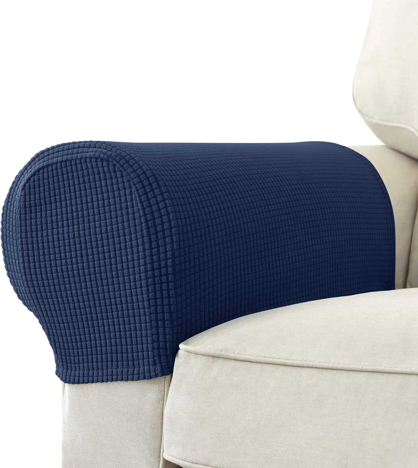 Blue Breathable Sofa Arm Covers, Stretchable Material, Keep Home Clean