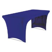 Blue Stretch-Fabric Table Cover - Polyester & Spandex - 30 x 72 in. - Elegant Fit