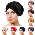 thumbnail image 1 of Blue Stretchy Beanie Turban Cap Spandex Sleeping Bonnet PRE-Tied Headwraps for Hair Loss One Size, 1 of 3