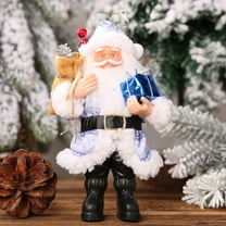 Blue Stri Santa Claus Figurine 20x12cm Rustic Resin Christmas Decoration Festival Decor