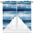 thumbnail image 1 of Blue Strip Swag Curtain Valance for Windows, Retro Watercolor Ripple Window Treatments Short Swag Topper for Kitchen Windows Bathroom Bedroom, 36"x36", 1 of 8