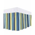 thumbnail image 1 of Blue Stripe Bed Skirt Queen Size, Yellow Colorful Striped Modern Abstract Wrap Around Bed Skirting with Adjustable Elastic Strap, Dust Ruffle Pleated Bedskirts 16 Inch Drop for Bedroom Queen Beds, 1 of 9
