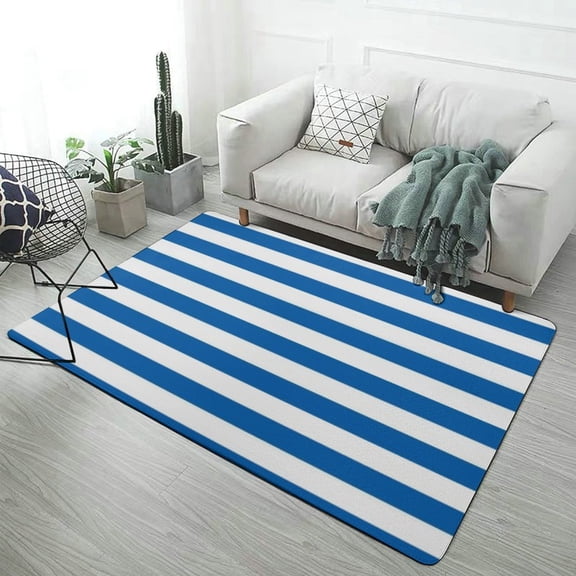 Blue Stripe Carpet Rug for Home Living Room Bedroom Sofa Doormat Decor Area Rug Non-slip Mat