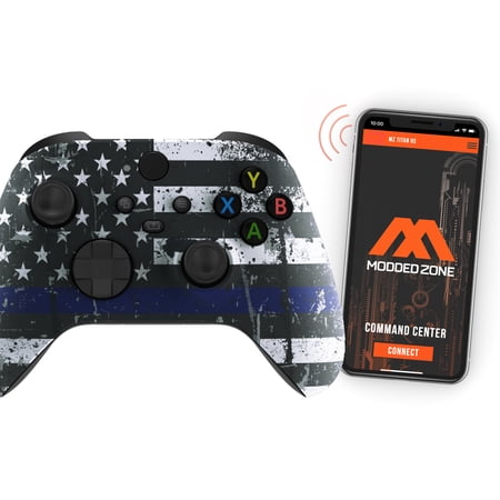 "Blue Stripe Flag" Xbox One X SMART Custom Rapid Fire Modded Controller.FPS mods. COD Warzone